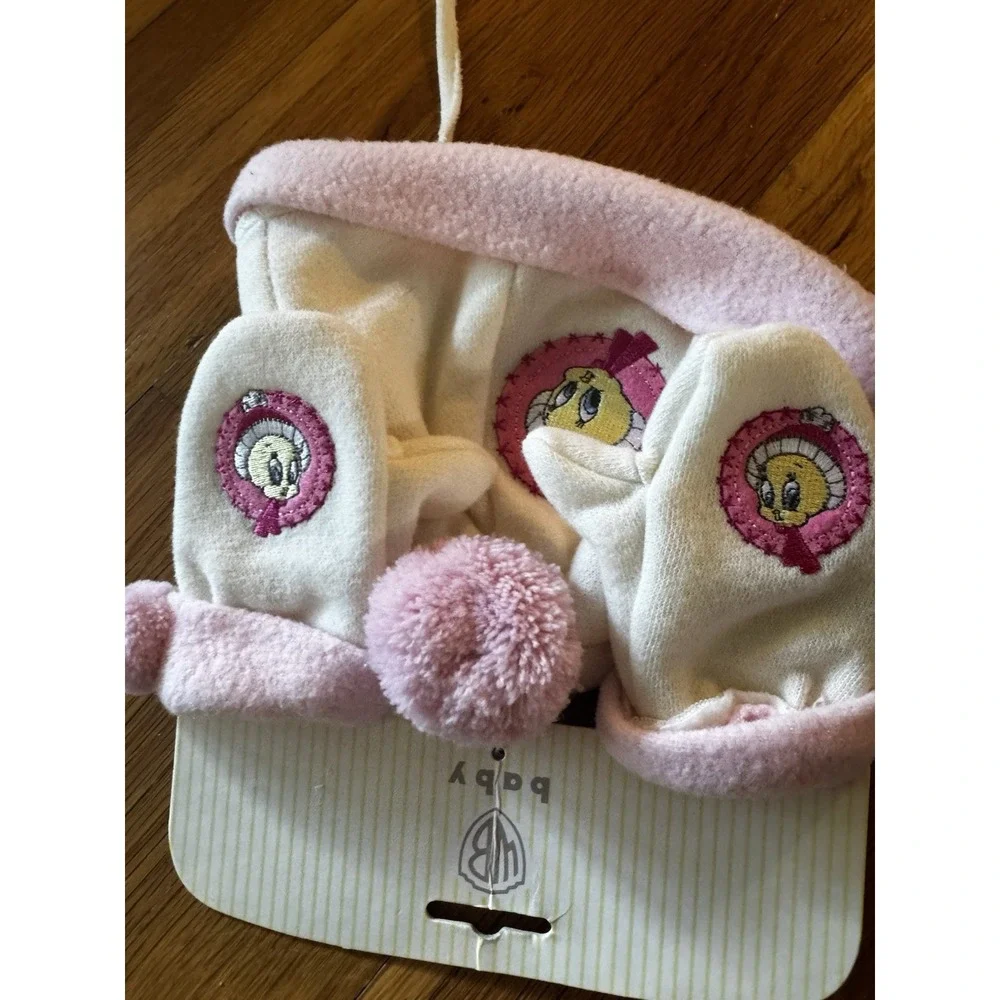 Vintage‎ Warner Brothers Store Tweety Hat Mitten Set Baby 0-12 M NWT 2000 WB